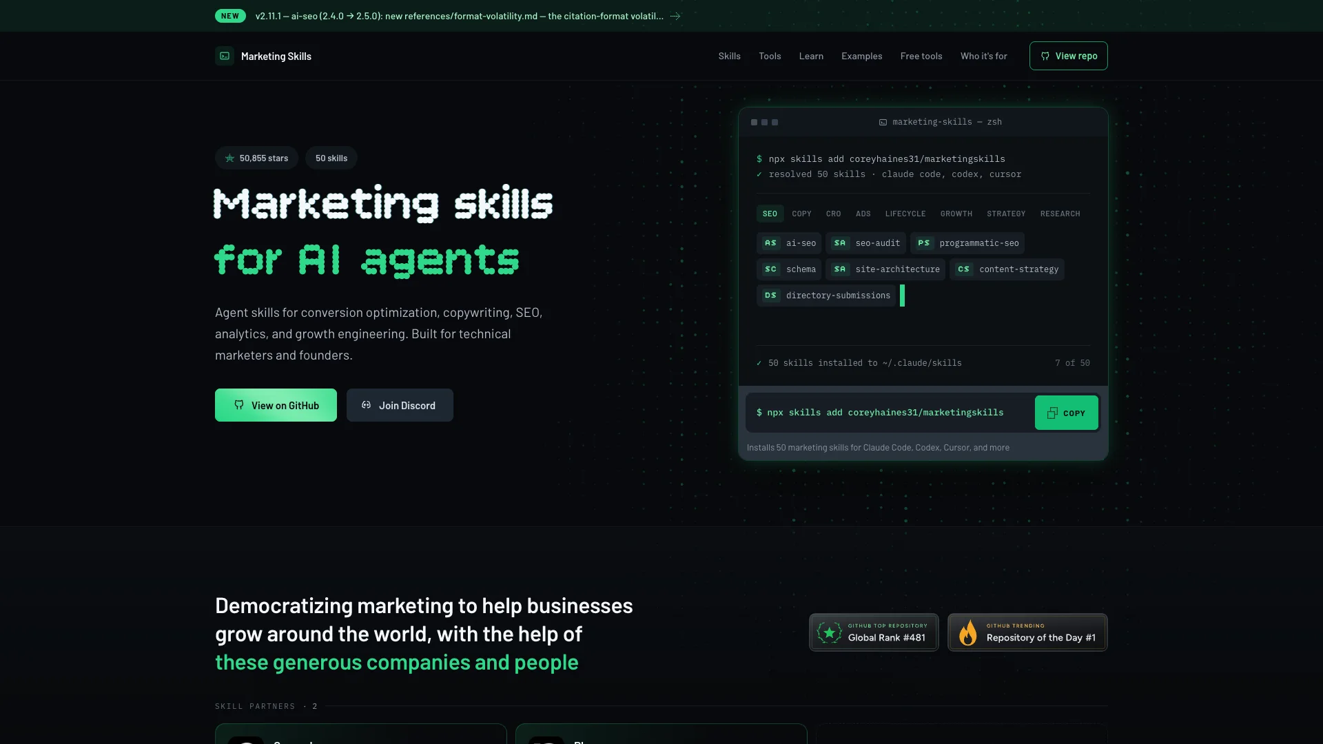 Corey Haines Marketing Skills collection for conversion optimization and campaign planning
