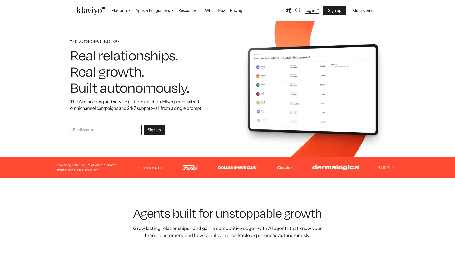 Klaviyo customer platform for lifecycle email campaigns and audience analysis