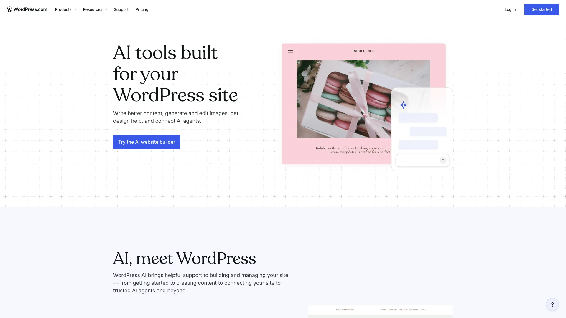 WordPress.com platform for website content creation and AI assisted publishing